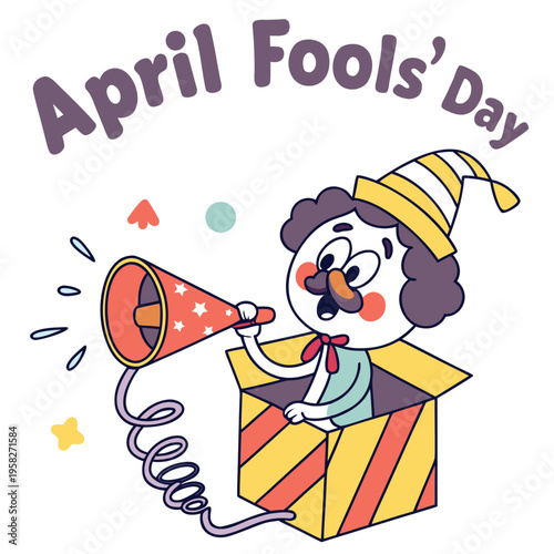 April Fools' Day prank illustration with a funny character