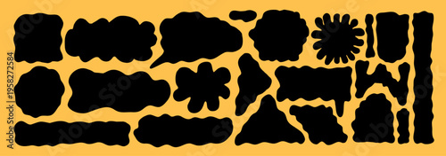 Organic vector shapes with wavy borders. Abstract forms silhouettes. Rectangle frames, bubbles and blobs. Hand-drawn design elements for creative backgrounds and banners. Triangles, arch, amoeba set.