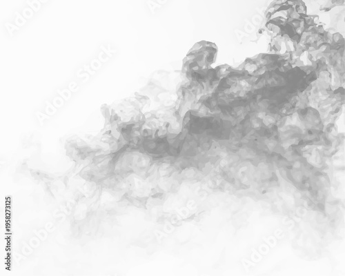 Grey smoke puff PNG isolated on white background. Ideal for subtle effects in designs. Change blending to suit your style.