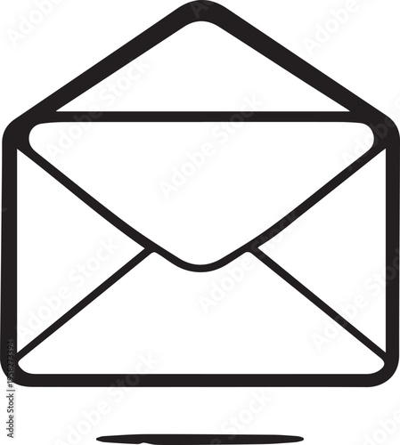 Minimalist black email envelope icon isolated on white background vector illustration