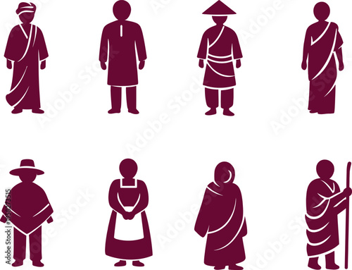 A group of people in different traditional clothing
