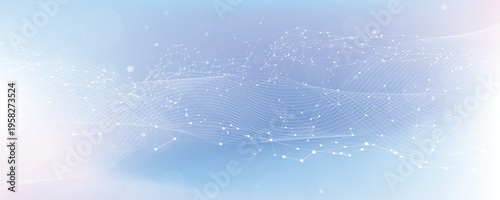 Abstract tech network connection dots. Digital technology and big data analysis background. White background with plexus lines. Futuristic technology concept.