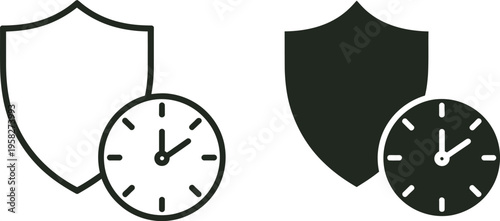 Long term protection icon, simple thin line symbol, security and safety concept, minimal vector illustration on white background.