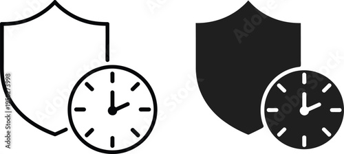 Long term protection icon, simple thin line symbol, security and safety concept, minimal vector illustration on white background.