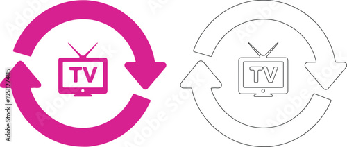 Solid black circular arrow for T V silhouettes pink