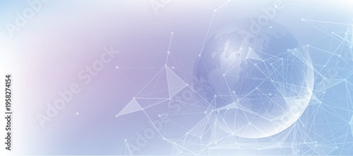 Abstract tech network connection dots. Digital background and big data technology. Blue background with plexus lines. Futuristic technology concept.