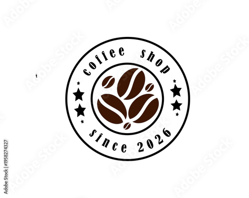 vintage coffee shop badge with roasted coffee beans and circular seal