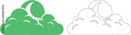 Green cloud shapes and black cloud shapes silhouette