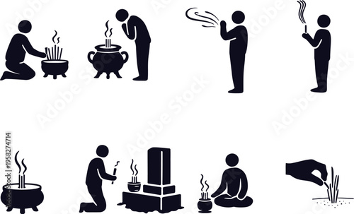 People are burning incense sticks