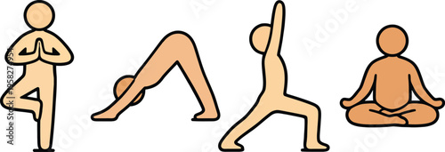 Four different yoga poses for flexibility and balance