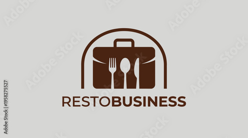 A creative logo design for a restaurant business featuring a briefcase and cutlery, symbolizing the fusion of culinary and professional elements in the food industry.