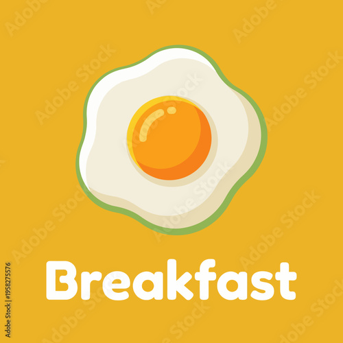 A bright and cheerful illustration focusing on a fried egg, symbolizing the joy and importance of breakfast as the most important meal of the day, bringing energy and positivity.