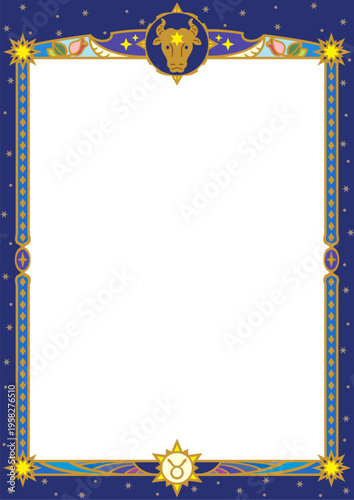 牡牛座イラスト枠（カラー１）