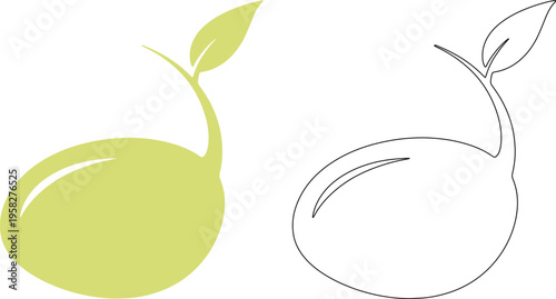 Minimal seed silhouettes with leaves simple