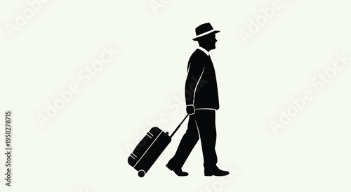 Vector illustration of a man walking with a suitcase