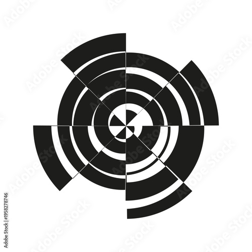 Abstract circle Vector. Geometric round pattern. Black circular shape. Creative swirl art. Manual vector only. No autotrace used.