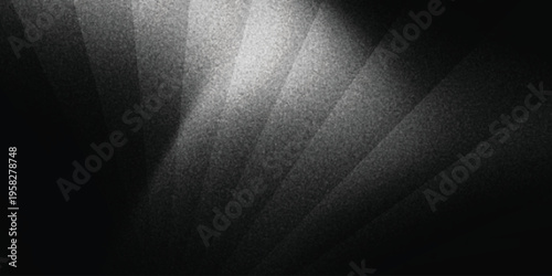 Dark grainy background, black white abstract shape banner noise texture
