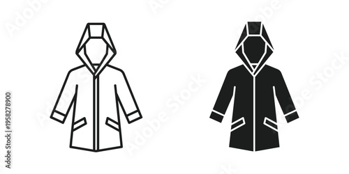 Hooded Jacket Apparel Icons Vector