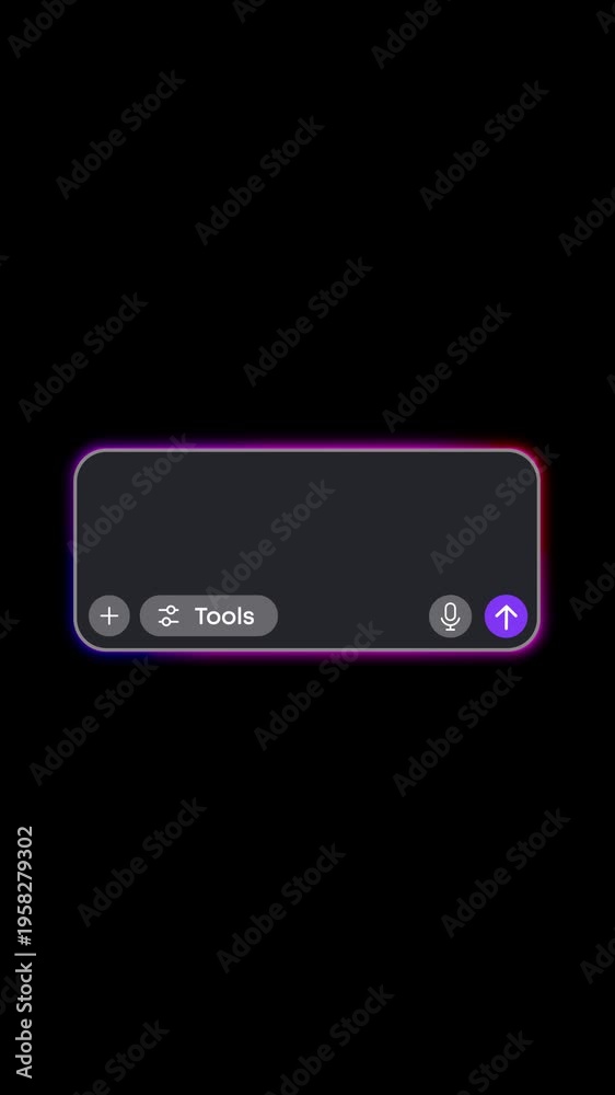 Floating Ai Input Box Animated AI chat bot vertical interface. Glowing input LLM text box ...