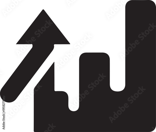 Finance Black graphic image with an upward arrow and bar chart