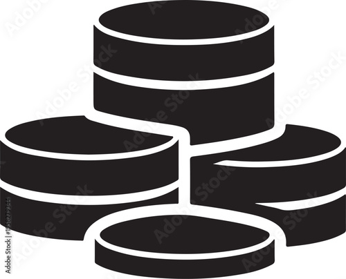 Finance business stacked black cylinders with white outlines
