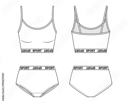 Set of womens underwear in sport style