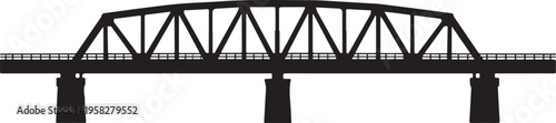 Modern steel girder bridge side profile silhouette vector