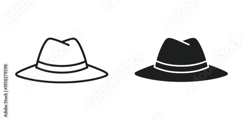 Fedora Hat Icons Black White Style Comparison