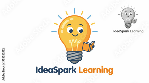 This cheerful logo showcases a light bulb with a smile, representing the joy of learning and creativity, perfect for educational platforms or children-focused initiatives.