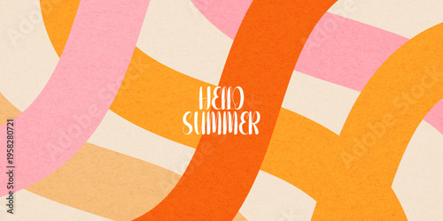 Summer horizontal abstract background with bright yellow hand drawn line pattern. Modern art minimalist style design template. Suit for poster, cover, banner, web