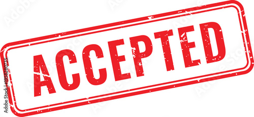 minimalist red outline accepted stamp design with slight distressed effects for clean document verification needs