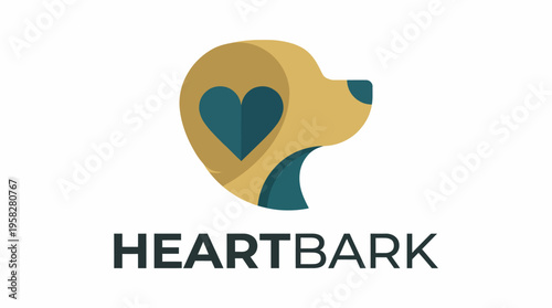 A modern logo featuring a dog silhouette with a heart design, representing love and care for pets, suitable for a pet brand or animal welfare organization.