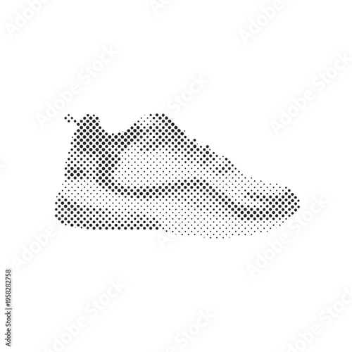 Professional Athletic Sneaker Graphic in Monochrome Halftone Style