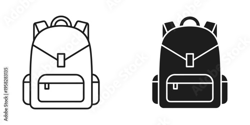 Backpack Icon Set Minimalist Design Commercial