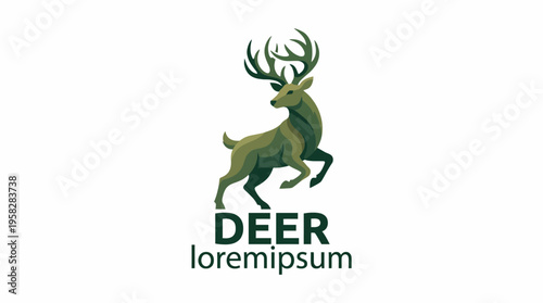 This artistic representation of a majestic deer in rich greens and earthy tones captures nature's essence, making it a great logo for wildlife or eco-friendly brands.