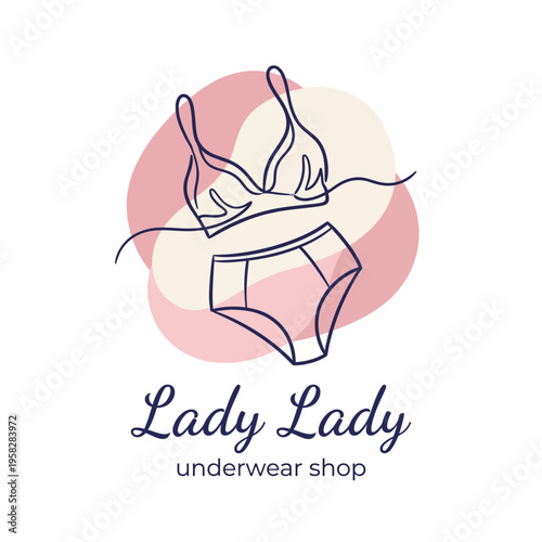 This stylish logo for Lady Lady showcases a vibrant illustration of lingerie, embodying femininity, comfort, and elegance in the apparel market for women.