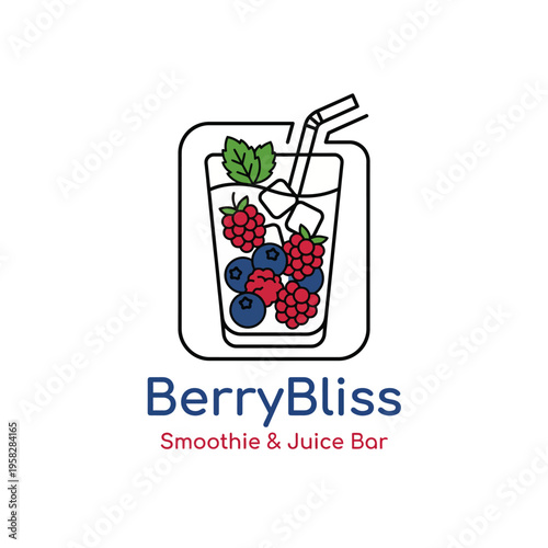 This vibrant illustration of a berry smoothie is both refreshing and appetizing, perfect for juice bars or health-focused brands looking to attract health-conscious customers.