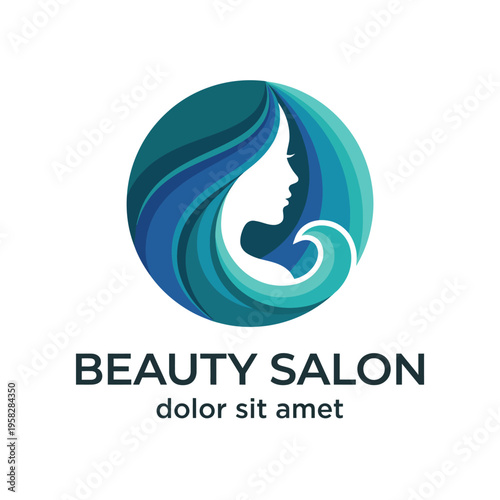 This logo design for a beauty salon captures elegance and style, highlighting a silhouette of a woman's face with graceful hair strands, perfect for modern beauty branding.