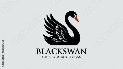 This logo features a sleek black swan with wings elegantly spread, embodying luxury and sophistication, ideal for a company seeking a high-end luxury aesthetic.
