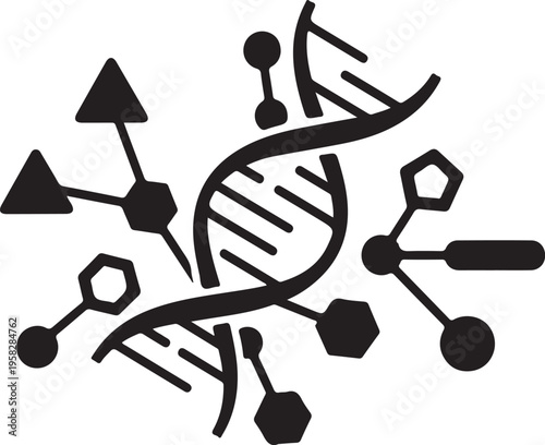 Dna molecule structure with chemical bonds and atoms