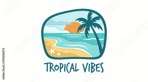 This inviting image captures a scenic view of a tropical beach at sunset, symbolizing relaxation, escape, and the beauty of nature, perfect for vacation branding.
