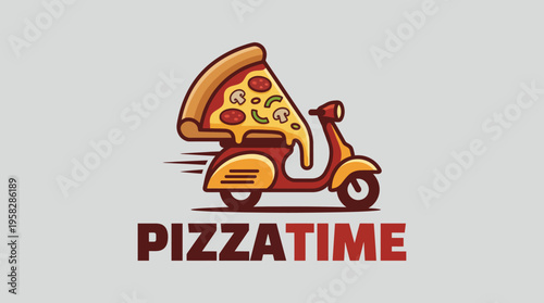 This creative image showcases a scooter delivering a large slice of pizza, capturing the excitement of fast food delivery and the love for pizza in a fun and artistic way.