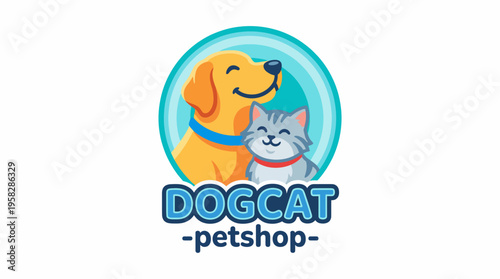 This image showcases a happy dog and cat, perfect for pet shop branding, conveying joy and companionship, suited for animal care and retail businesses.