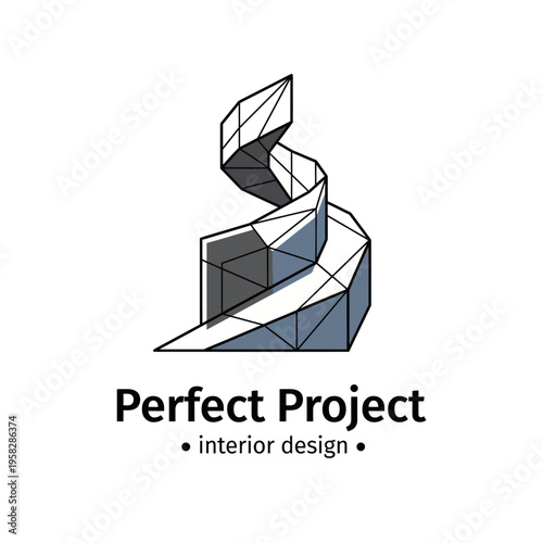 A sleek, modern logo featuring a geometric spiral design, symbolizing elegance and innovation in the field of interior design and architecture.