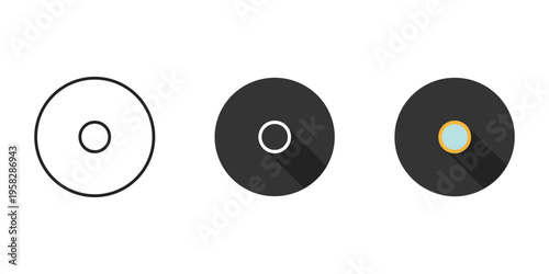 Three stages of a button vector illustration, flat design