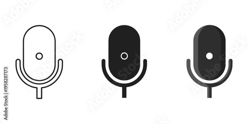 Three microphone icons in different styles vector illustration