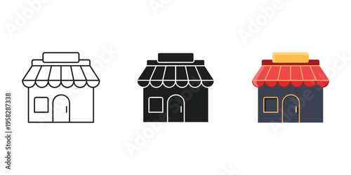 set of colorful building facades vector illustration