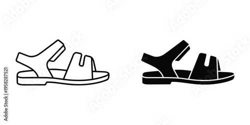 Sandals Icons Footwear Vector Commercial