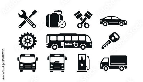Car service flat icon vector design, repair and maintenance symbol, engine and auto parts