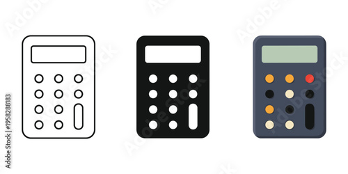 Three calculators vector illustration, flat design
